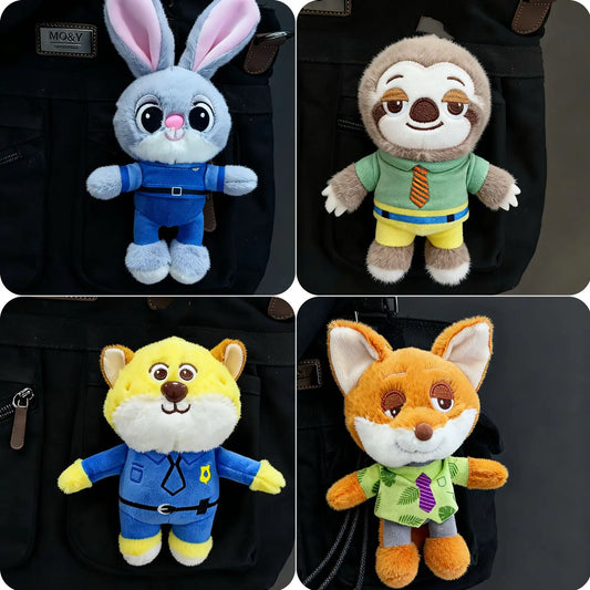 🦊🐰🦥🐆 Cute Animal Plush Doll Keychain Pendant ✨ | Fox, Rabbit, Sloth & Leopard Mini Plush Toys 🔑 | Officer Judy Style Bag Charm Gift