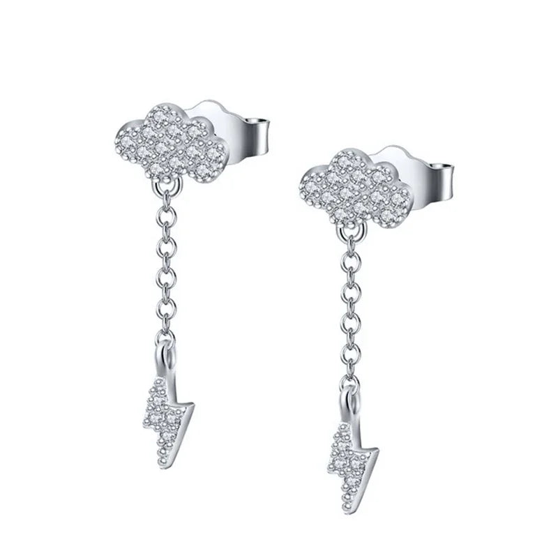 ✨💎 925 Silver Ear Needle Crystal Star Stud Earrings 💖 | Heart Chain Tassel Pendant Earrings for Women 👰 | Party & Wedding Jewelry Accessories 🌟