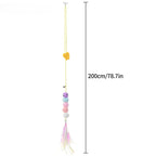 Interactive Hanging Cat Toy with Feather – Stretchable Elastic Rope Teaser