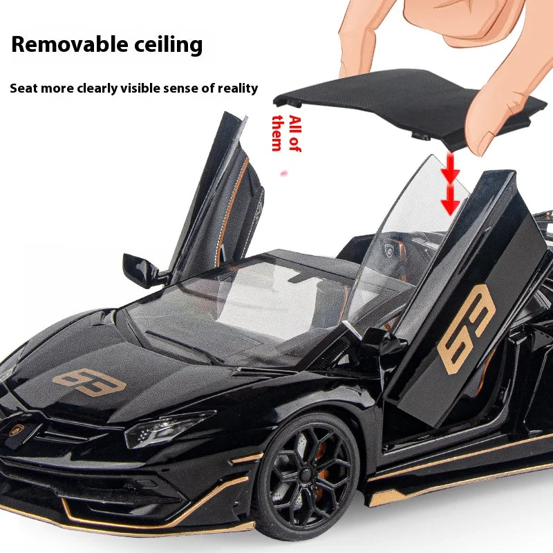 1:18 Scale SVJ63 Alloy Car Toy Model with Sound & Light Effects – Diecast Supercar Collection