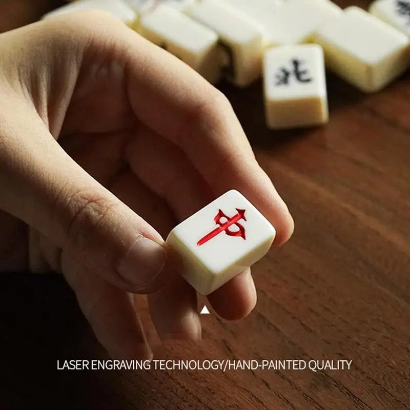 Chinese Mahjong Game Set – 144pcs Mini Melamine Tiles 🎴 Portable Numbered Mahjong Set for Family Fun, Travel & Game Nights 🧳 Durable, Clear Engraving, Complete Accessories Included