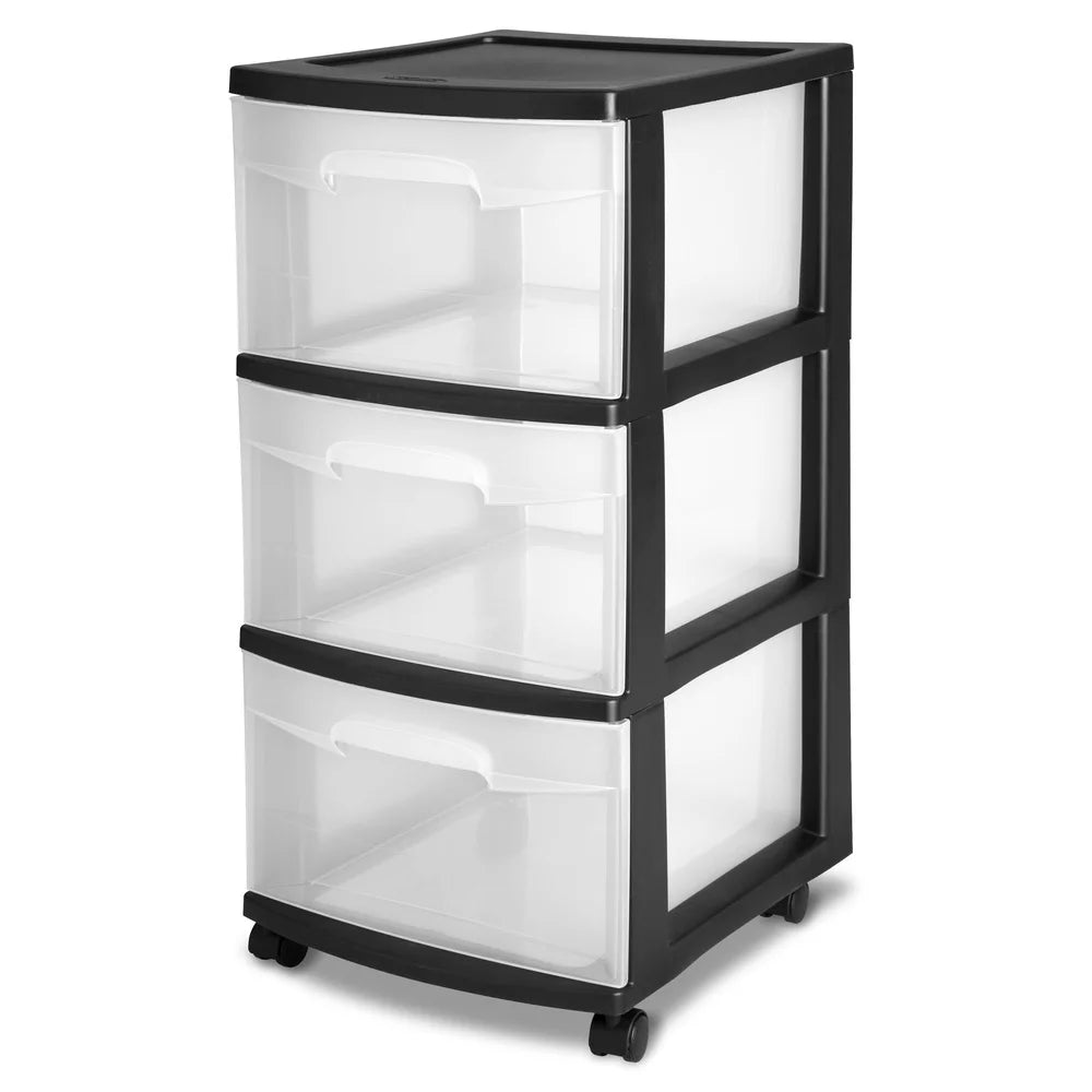 🗄️✨ 3 Drawer Plastic Storage Cart with Clear Drawers | Rolling Organizer with Wheels 🚗 | Portable Storage Solution for Bedroom, Kitchen & Bathroom