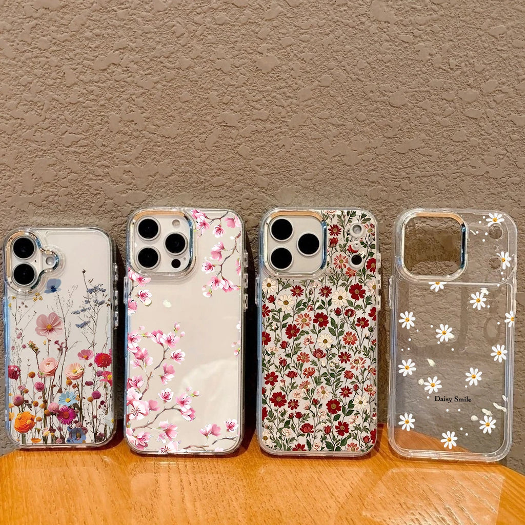 Daisy Floral Clear Phone Case with Metal Lens Frame for Google Pixel