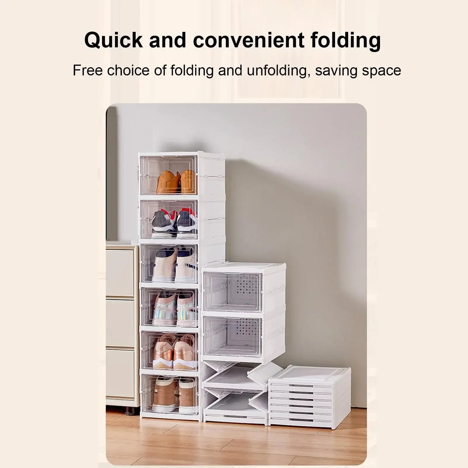 👟✨ Clear Shoe Rack Storage Organizer | Foldable Stackable Shoe Boxes 🧼 | Transparent Shoe Storage for Bedroom, Hallway, Dorm & Workplace