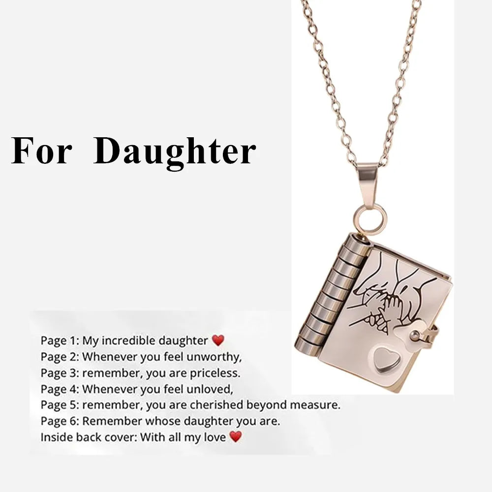 📖💙 To My Champion Son Book Necklace 🏆 | Engraved Openable Book Pendant with 6 Message Pages ✨ | Birthday Gift for Boys – My Little Hero 💪