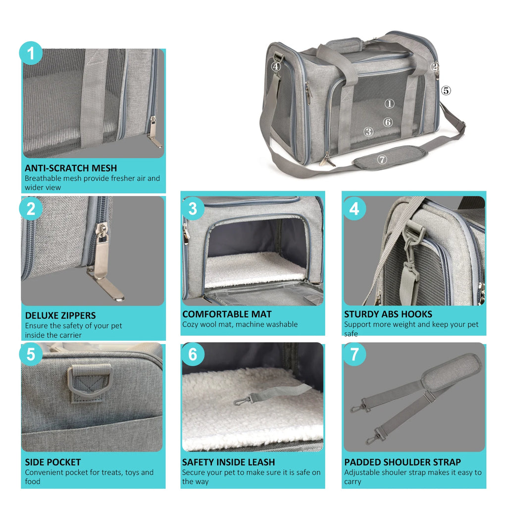 Soft Pet Carrier Backpack – Small Dog & Cat Travel Bag