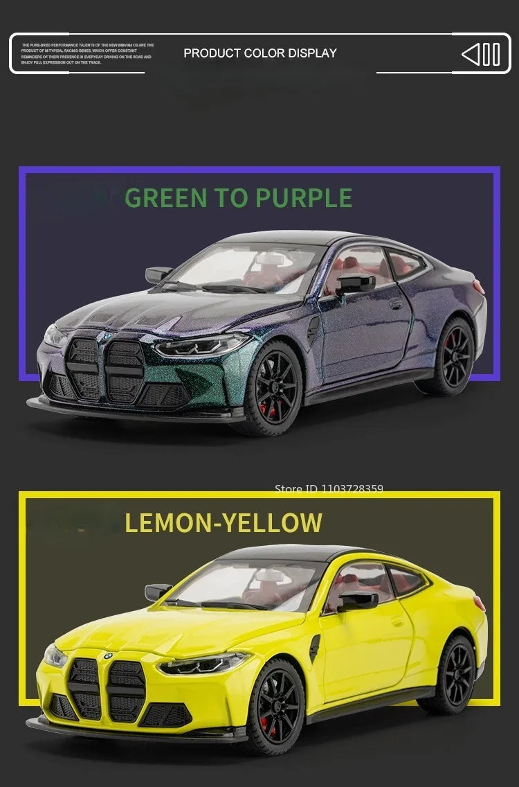 1:24 Miniature M4 or 760Li Model Toy Cars Alloy Diecast Sound Light Doors Opened Pull Back Shock Absorption Toy Vehicles Kids Gifts