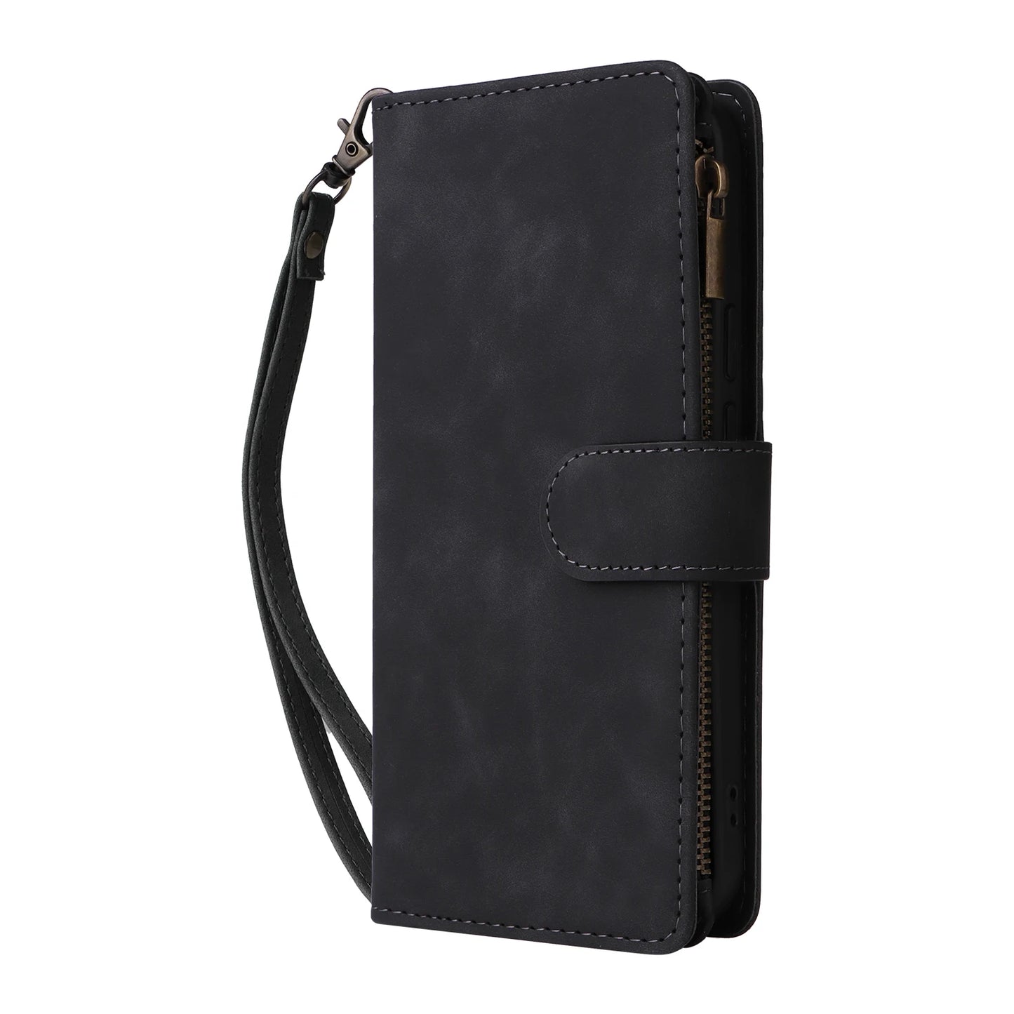 CAESBON Wallet Zipper Magnetic Flip Case with Kickstand for Google Pixel