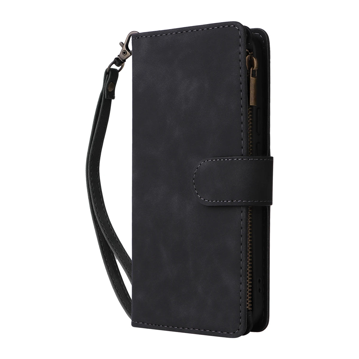 CAESBON Wallet Zipper Magnetic Flip Case with Kickstand for Google Pixel