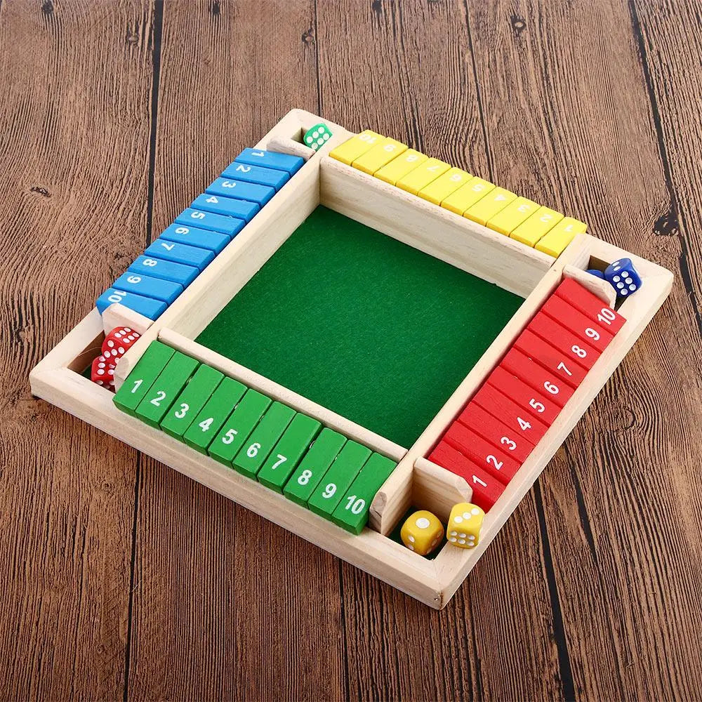 Arithmetic Dice Board Game Four-Sided Flip Card Games Box Dice Toys Wooden Flaps Dices 4 Players Party Number Game Board Games