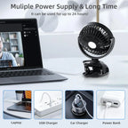 🌬️📎 Portable USB Clip-On Fan – Small Personal Desk Cooling
