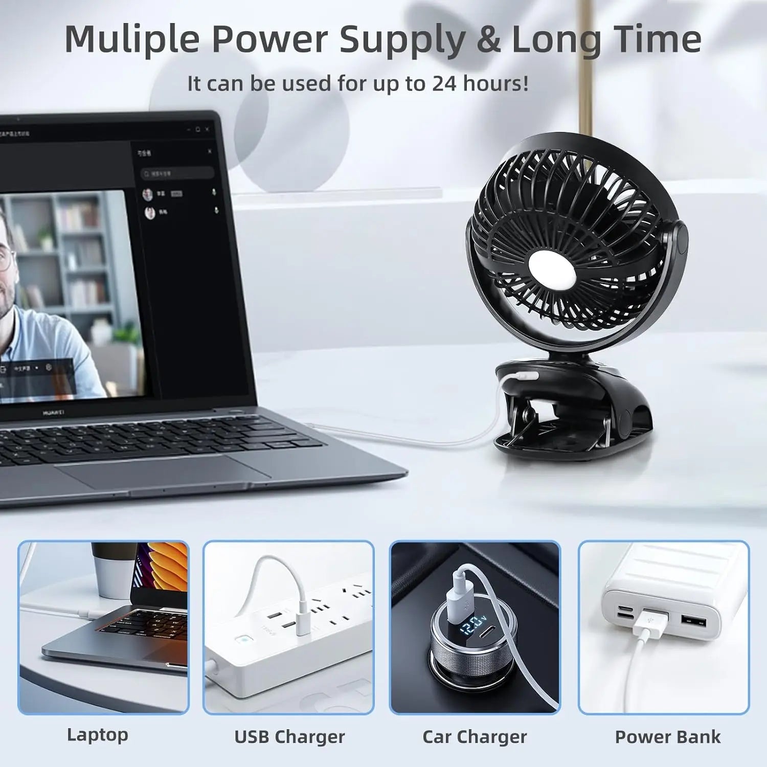 🌬️📎 Portable USB Clip-On Fan – Small Personal Desk Cooling