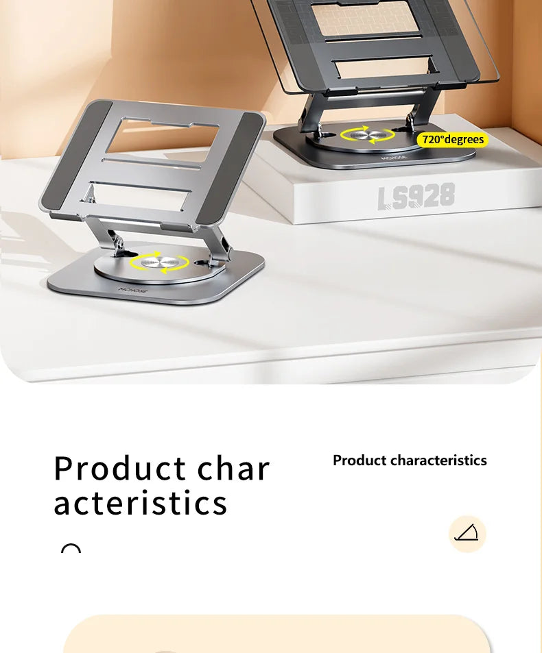 💻🔄 360° Rotatable Aluminum Laptop Stand – Adjustable Desk Riser