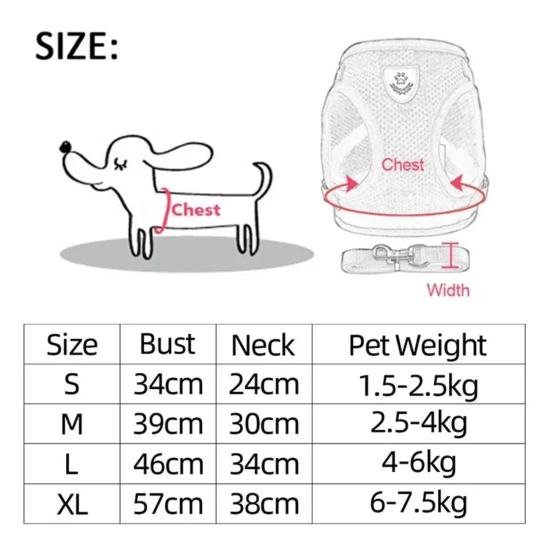 🐾🎽 Adjustable Mesh Cat & Small Dog Harness Vest with Leash