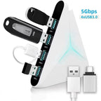 🔌💻 4-Port USB 3.0 Hub Docking Station – 5Gbps with LED & 39” Cable