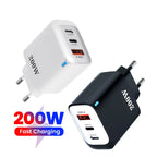 200W USB Type C Charger Quick Charge Portable Fast Charger 1U+2C Multi Port Charging Head