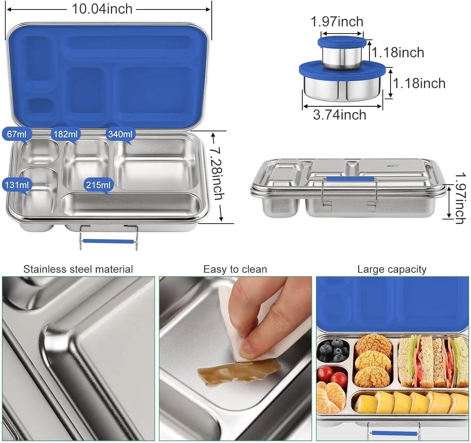 🥪✨ Stainless Steel Leakproof Bento Lunch Box | Food-Safe Compact Lunch Container 🍱 | Sandwich Friendly Lunch Box for Kids & Adults