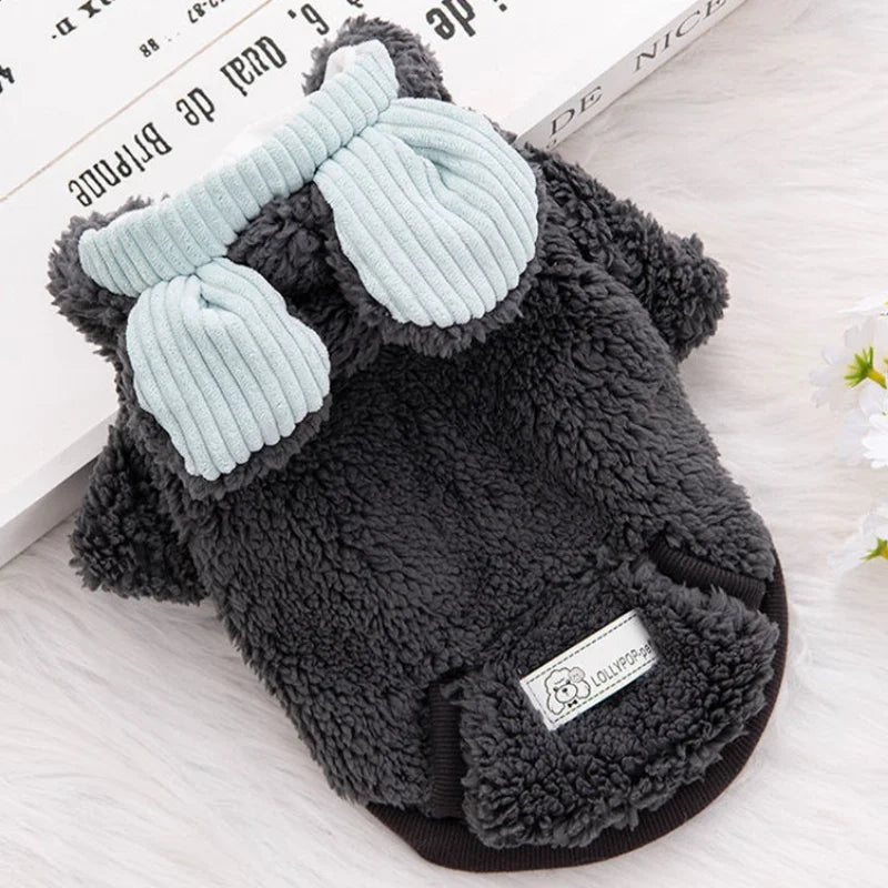 Warm Plush Pet Dog Jacket Coat Bear Pattern Dog Clothes Winter Puppy Costumes
