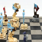 Luxury War‑Themed Metal & Resin Chess Set ♟️ | Hand‑Painted Knights on Leather Board | 32‑Piece Strategy Gift Set 🎁