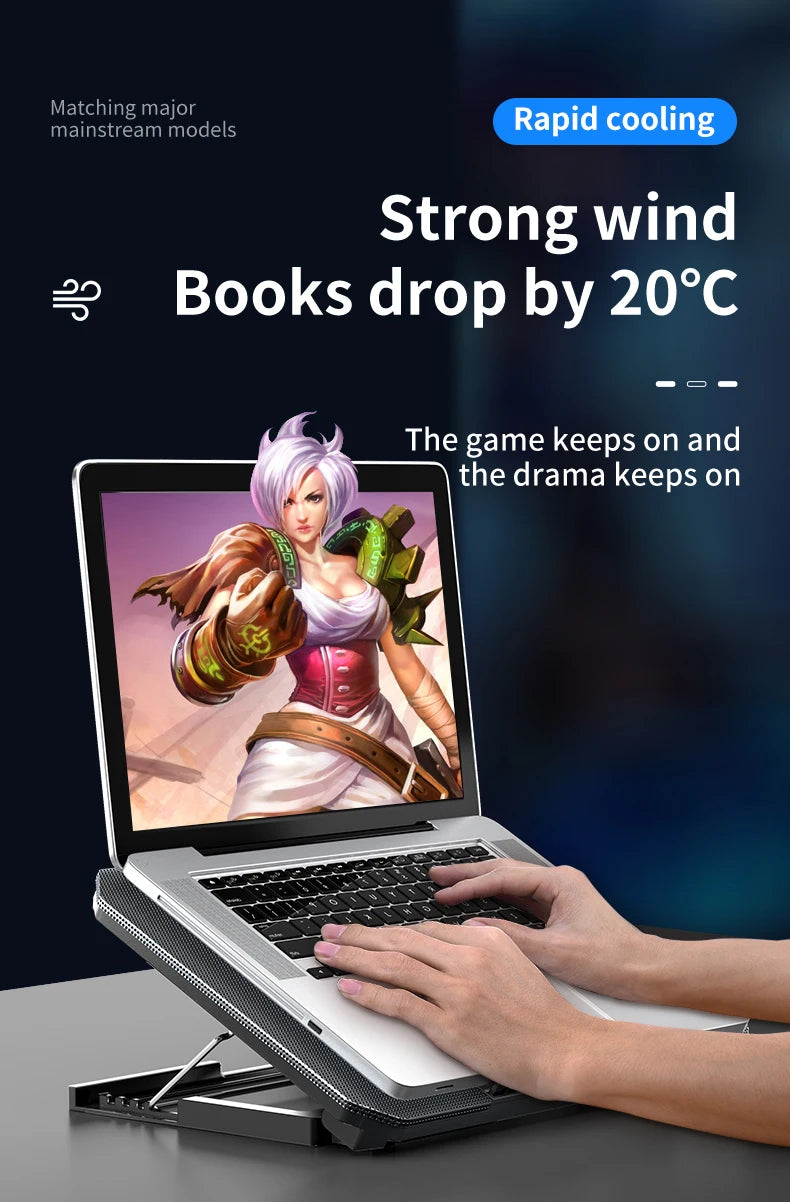 🔥❄️ Q100 17-Inch Gaming Laptop Cooler – 2600RPM LED Screen