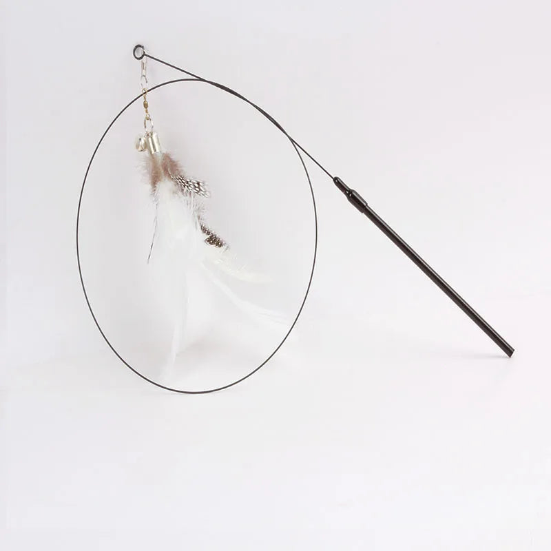 🐱🎀 Funny Fluffy Feather Cat Teaser Wand with Bell & Suction Cup