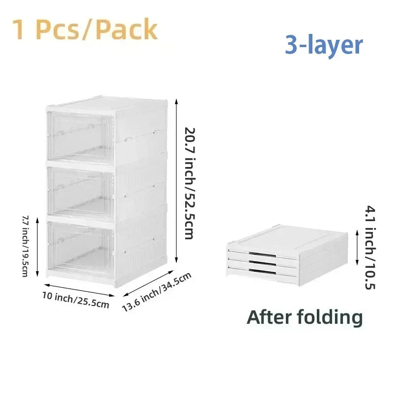 👟✨ Foldable Shoe Rack Organizer | Multi-Layer Transparent Stackable Shoe Boxes 🧼 | Collapsible Household Sneaker Storage Cabinet