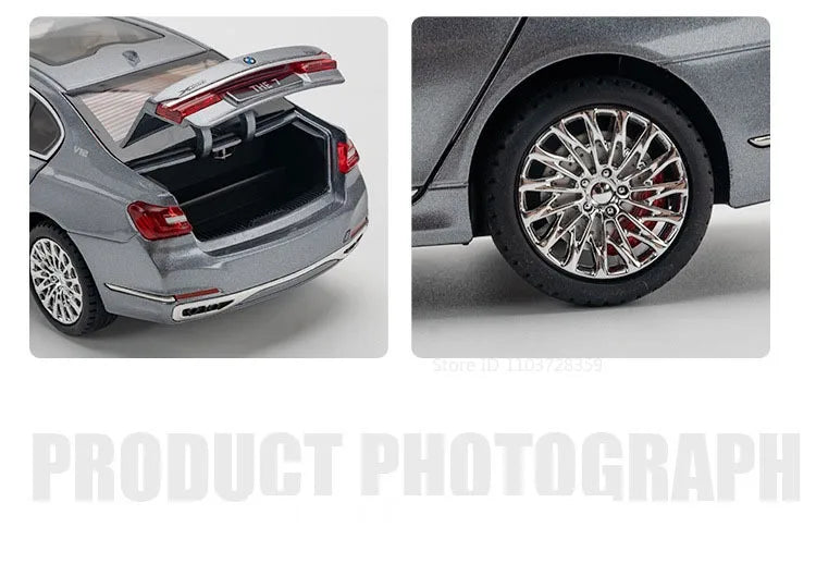 1:24 Miniature M4 or 760Li Model Toy Cars Alloy Diecast Sound Light Doors Opened Pull Back Shock Absorption Toy Vehicles Kids Gifts