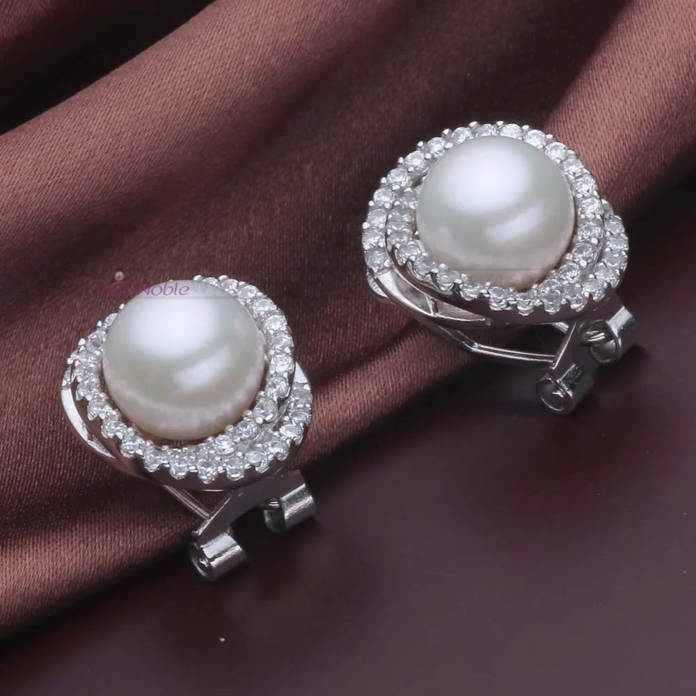 🤍✨ Genuine Natural Clip-On Pearl Earrings for Women 💎 | Large Freshwater Pearl 925 Sterling Silver Earrings 👩‍❤️‍👩 | Birthday Gift for Girls, Wife & Mother 🎁