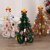 Wooden Christmas Tree Handmade 3-D Scene Layout Decorations Ornaments