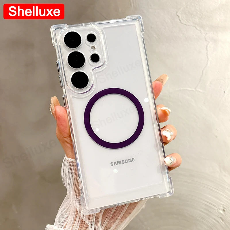 Transparent Armour Magnetic Case for Samsung Galaxy S25 Ultra / S24 / S23