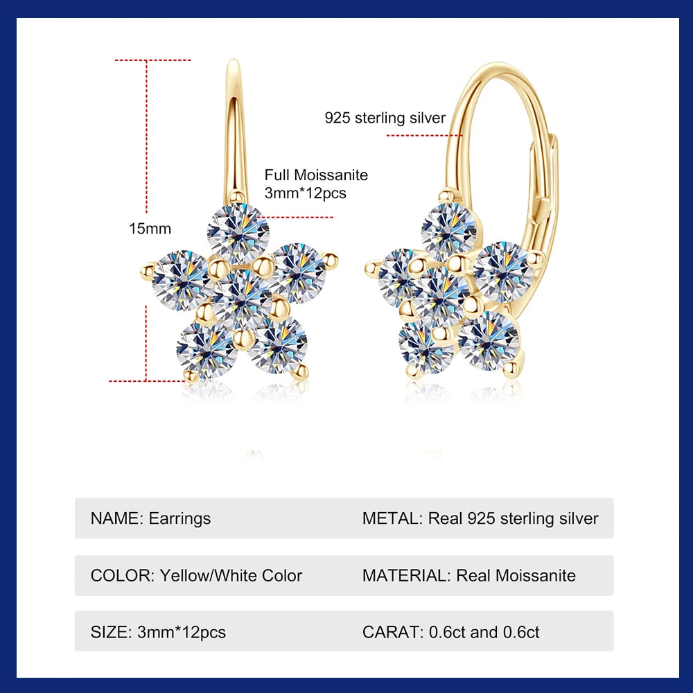 ✨💎 Moissanite Diamond Hoop Earrings 🤍 | White Gold Vermeil S925 Sterling Silver Hoops for Women & Girls 💖 | Sparkly Gorgeous Jewelry