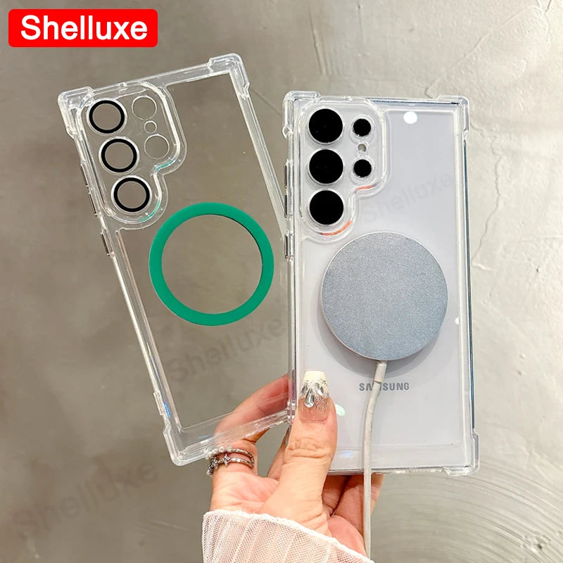Transparent Armour Magnetic Case for Samsung Galaxy S25 Ultra / S24 / S23
