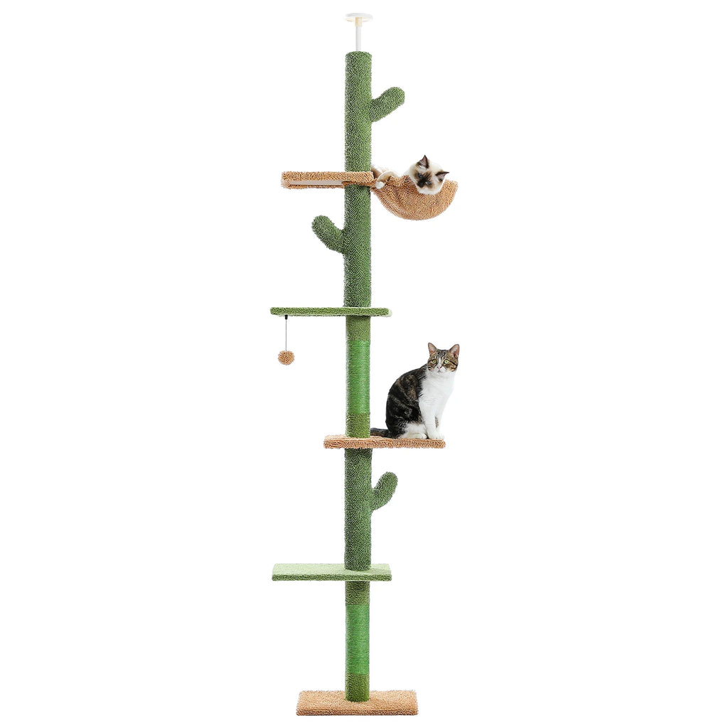 🌵🐱 5-Tier Floor-to-Ceiling Cat Tree – Cactus Climbing Tower