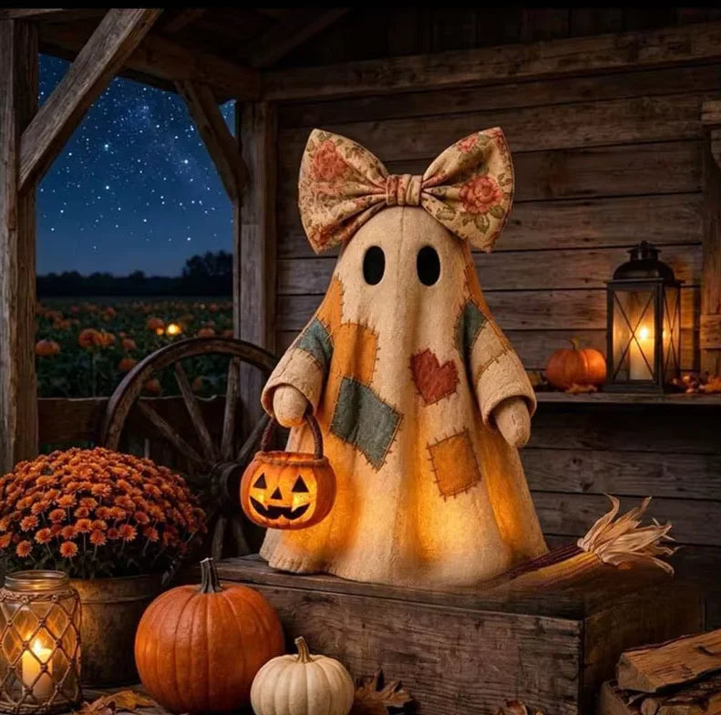 Patchwork Ghost Halloween Ornament – Cute Seasonal Décor