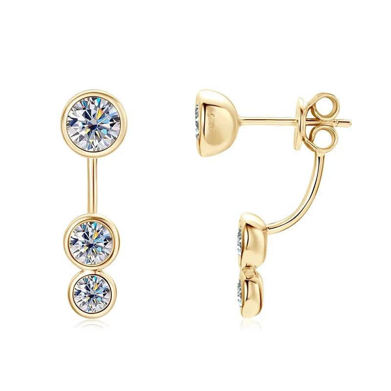 ✨💎Front & Back Double-Sided Moissanite Stud Earrings 🤍 | 2-in-1 925 Sterling Silver Earrings for Women 💖 | Elegant Everyday Jewelry