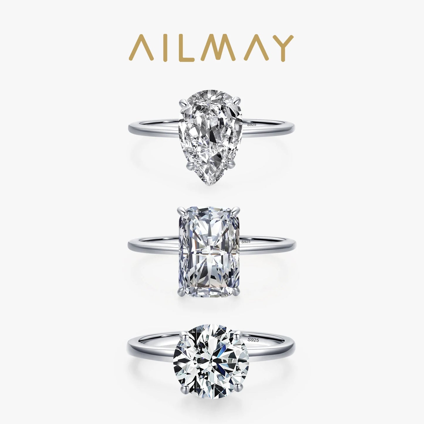 💎✨ Ailmay Luxury Clear CZ Ring – Solid 925 Sterling Silver