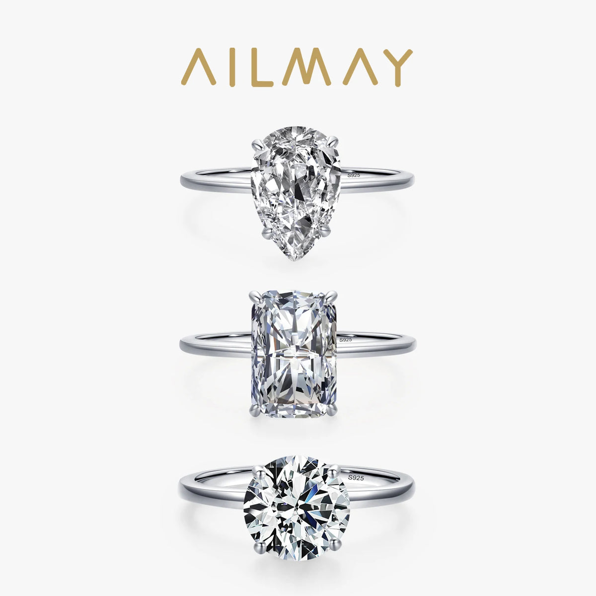 💎✨ Ailmay Luxury Clear CZ Ring – Solid 925 Sterling Silver