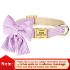 🎀🐾 Personalized Dog Collar with Bowtie – Custom Engraved ID