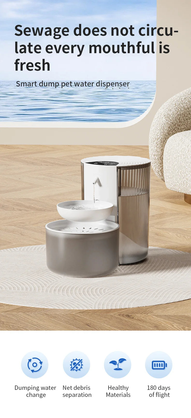💧🐾 Smart Wireless Automatic Pet Water Dispenser – Rechargeable Fountain