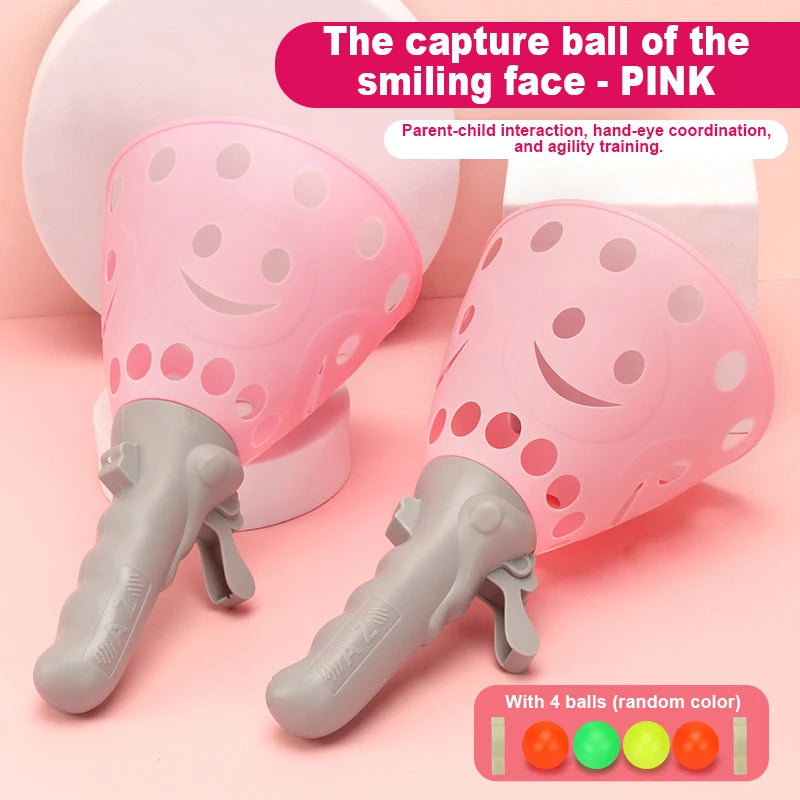 🎯⚽ Pop-Pass-Catch Ball Game for Kids – Indoor & Outdoor Active Play Set with 2 Catch Launchers & 4 Balls