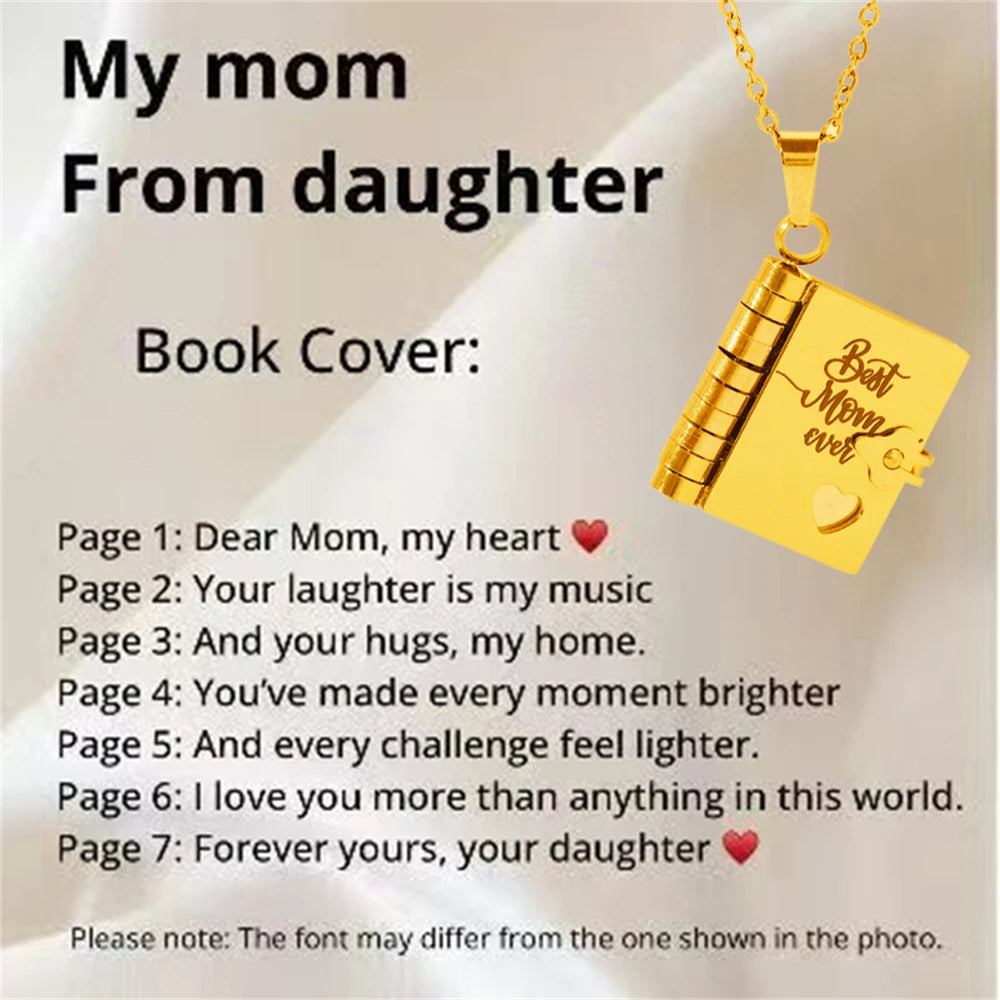 📖💙 To My Champion Son Book Necklace 🏆 | Engraved Openable Book Pendant with 6 Message Pages ✨ | Birthday Gift for Boys – My Little Hero 💪