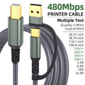 🔥 USB A & USB‑C to USB‑B 2.0 Printer Cable | Nylon Braided High‑Speed Cord for Yamaha/Casio Digital Piano, DJ Controllers, Printers & More