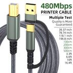 🔥 USB A & USB‑C to USB‑B 2.0 Printer Cable | Nylon Braided High‑Speed Cord for Yamaha/Casio Digital Piano, DJ Controllers, Printers & More