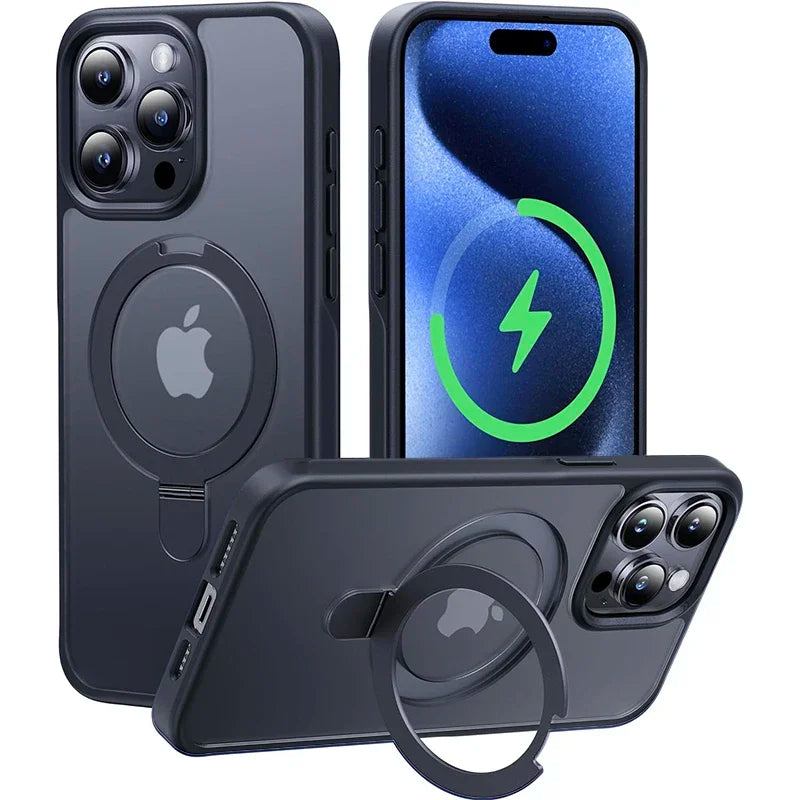 Matte Magnetic Ring Stand Case for iPhone – Ultra Slim Cover