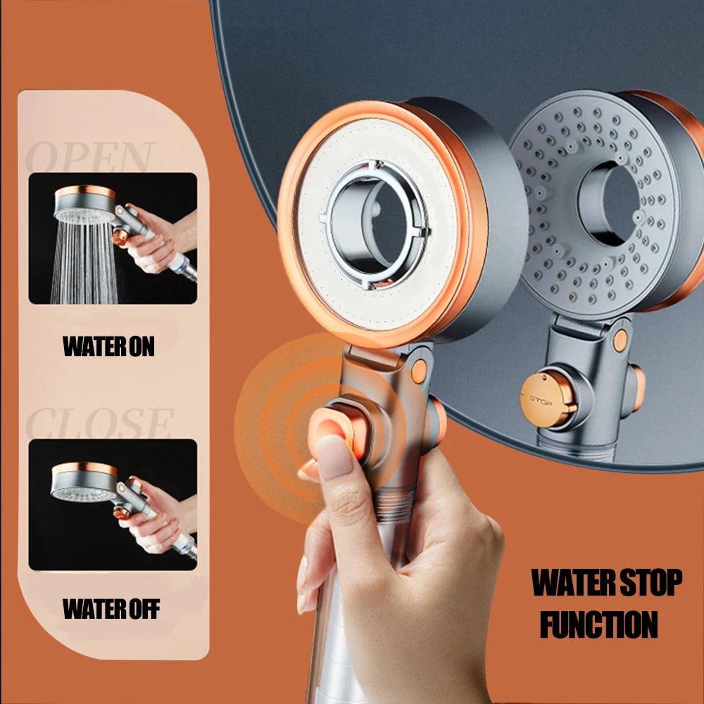 🚿💧 Double-Sided Shower Head – 3 Spray Modes Water-Saving Rainfall Shower with Filter & Booster Nozzle