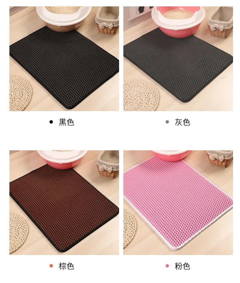 🐱🧼 Double Layer Waterproof Cat Litter Mat – Non-Slip & Washable