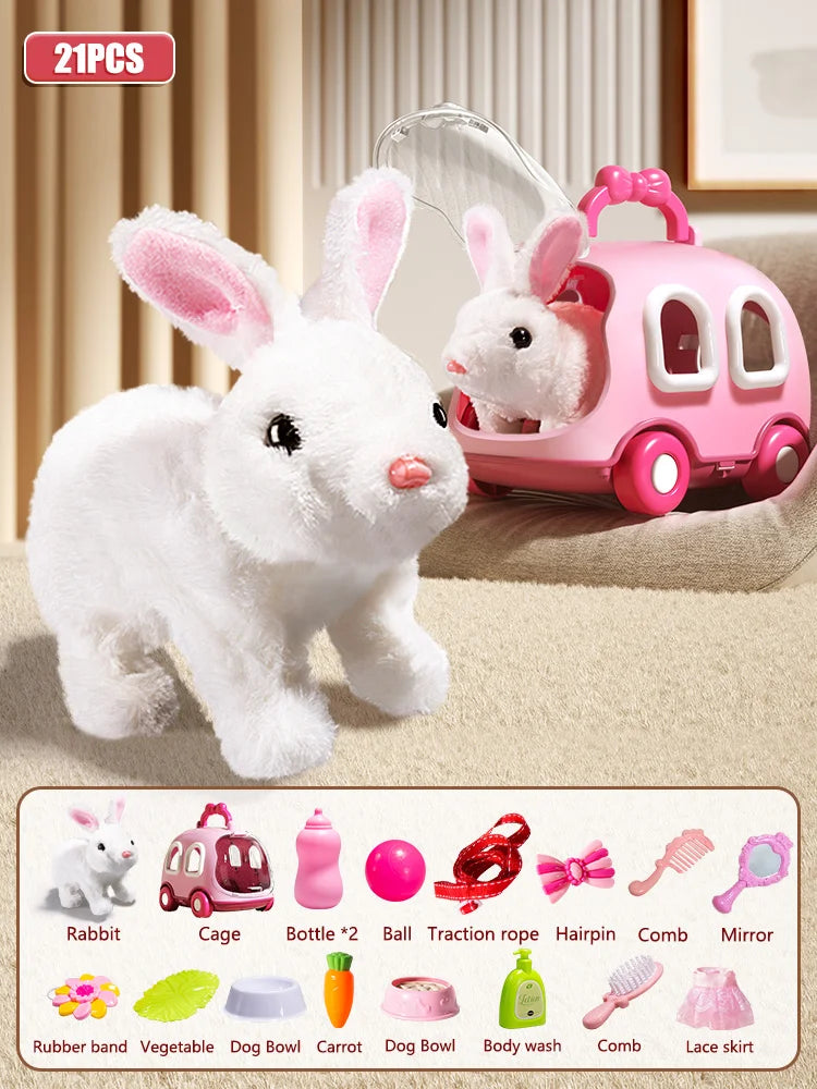 🐰🎶 Walking Rabbit Plush Toy – Interactive Moving & Sound Bunny That Dances | Educational Crawling Toy for Kids 3+