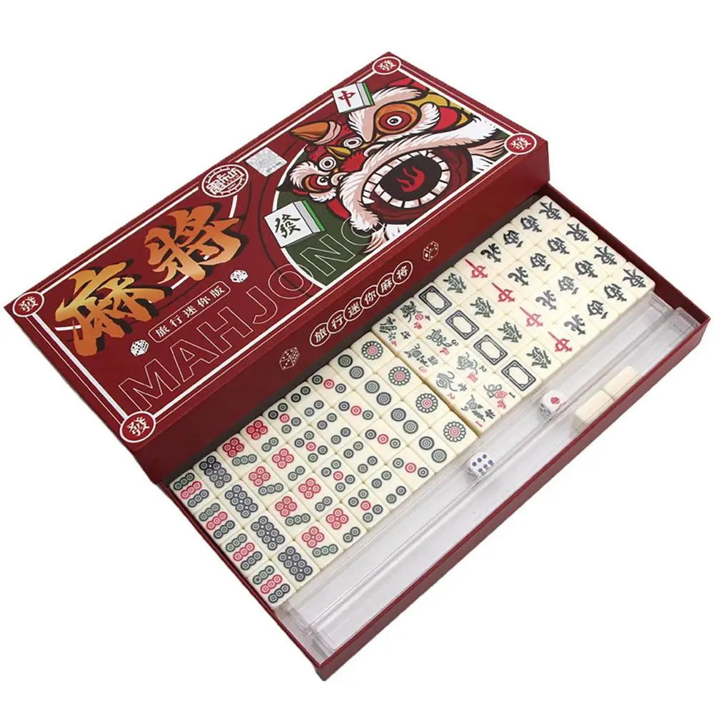 Chinese Mahjong Game Set – 144pcs Mini Melamine Tiles 🎴 Portable Numbered Mahjong Set for Family Fun, Travel & Game Nights 🧳 Durable, Clear Engraving, Complete Accessories Included