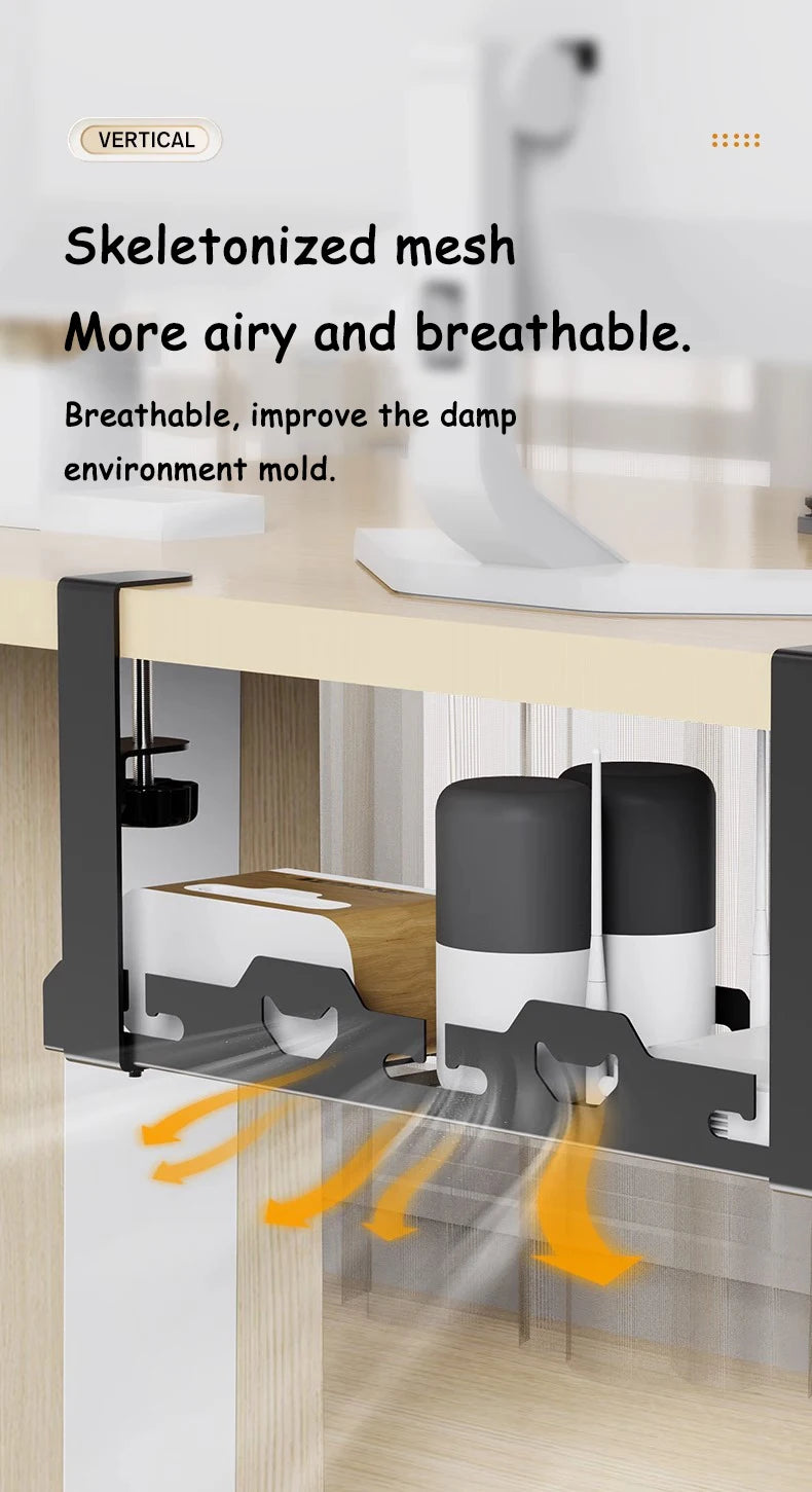 🔌🗂️ Telescopic Under Desk Cable Management Tray – No Drill Metal Rack