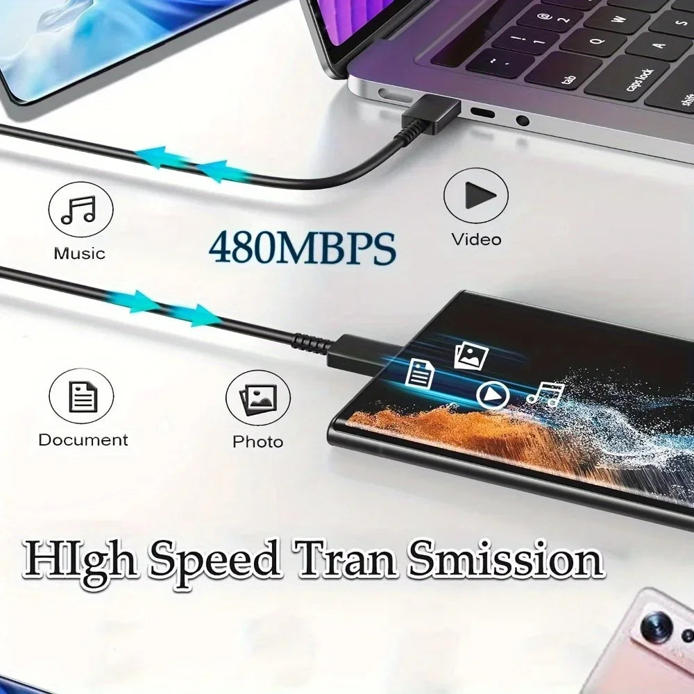 2PCS 45W Fast Charging Wall Charger with USB-C Cable for Samsung Galaxy